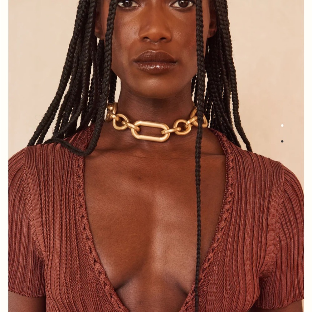 Cult Gaia Reyes Necklace Brushed Brass OS New